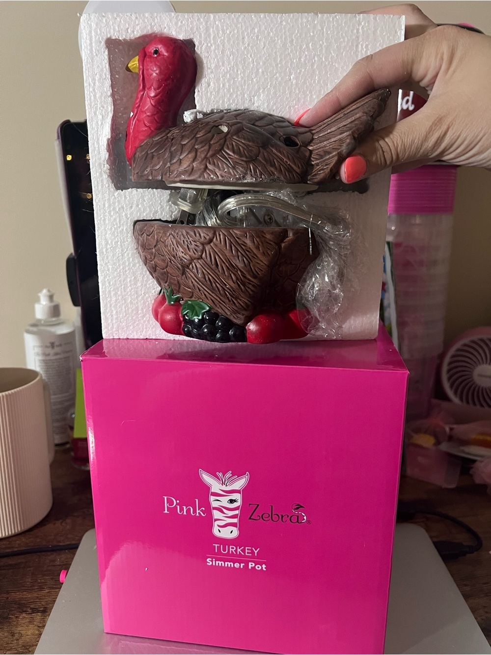 Pink Zebra Brown Turkey Simmer Pot Wax Warmer